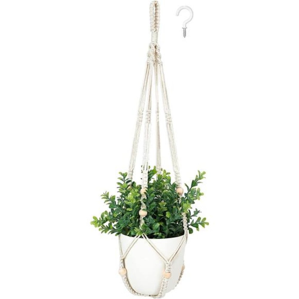 Fake Hanging Plant with Pot,Hanging Plants Artificial Decor Macrame Plant Hanger
